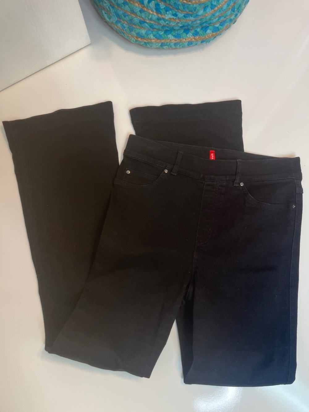 SPANX High Rise Black Flare Jeans Size Medium